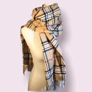 Tan & Black Nova Check Plaid 60” Scarf